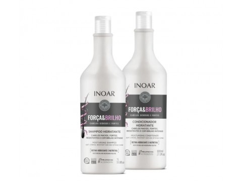 INOAR Força & Brilho Duo Kit - drėkinantis šampūno 1000 ml ir kondicionieriaus rinkinys 800 ml